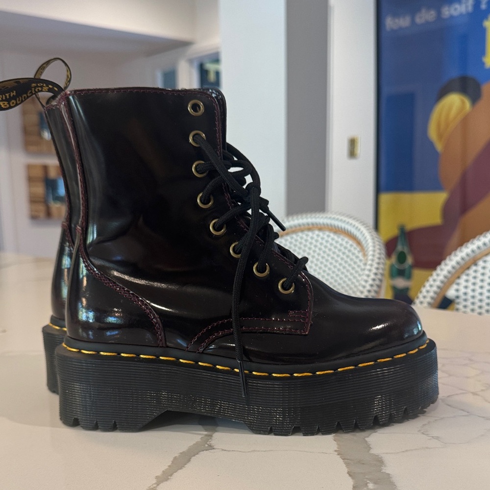 Dr. Martens Black Jadon Patent Leather Platform Boots